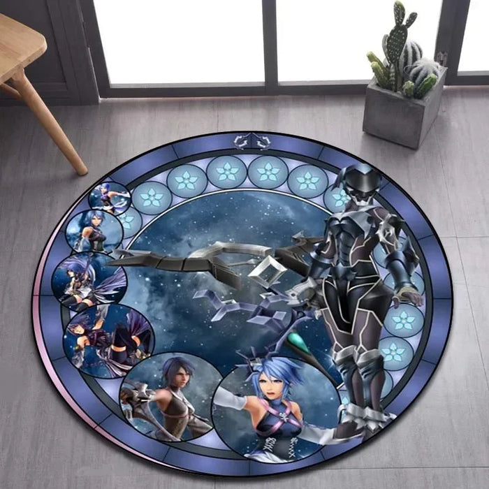 Tapis rond à motif de dessin animé Kingdom Hearts pour la maison, tapis de sol antidérapant pour salon, salle de bain et cuisine