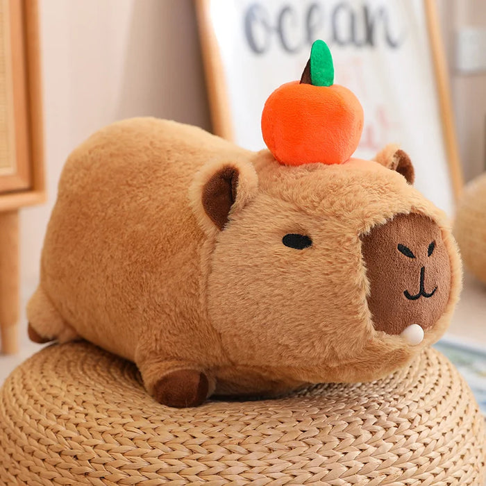 Sombrero de fresa Capybara, juguete de peluche, mochila de tortuga de simulación, Animal de peluche de Capybara, colgante de tamaño pequeño