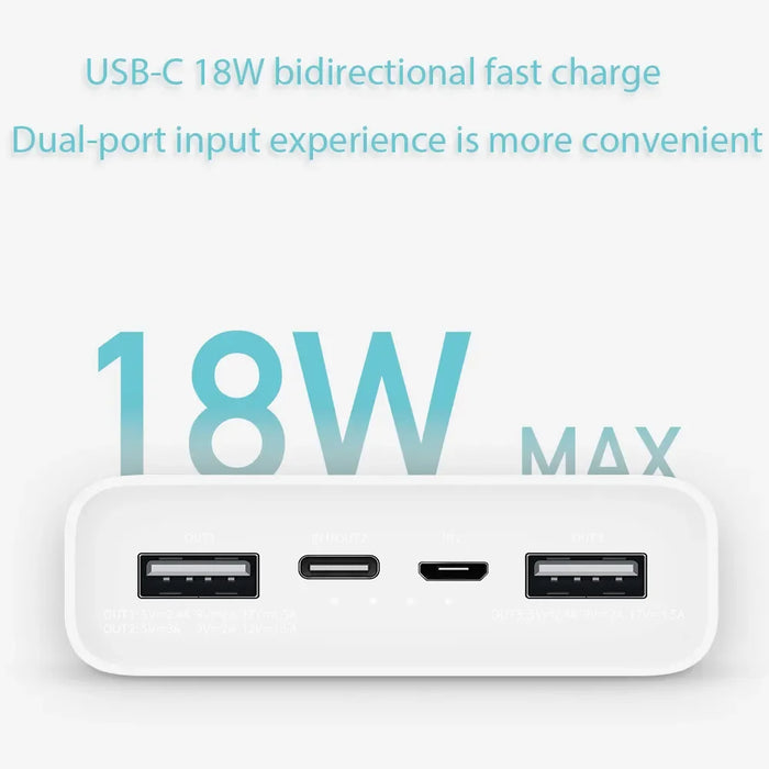 Xiaomi Powerbank 3 20000 mAh PLM18ZM 18 W 2-Wege-Schnellladung USB C tragbarer externer Akku