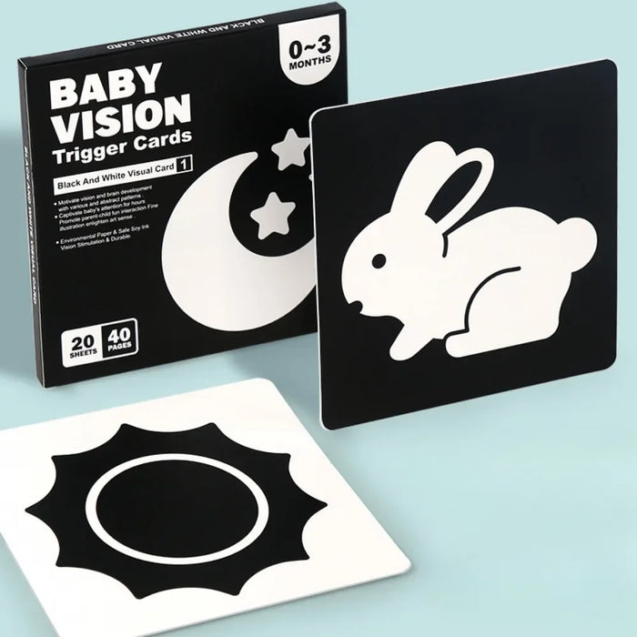 Tarjetas de estimulación visual Montessori para bebés de 0 a 12 meses en blanco y negro: tarjetas de contraste para estimular el aprendizaje visual de los recién nacidos