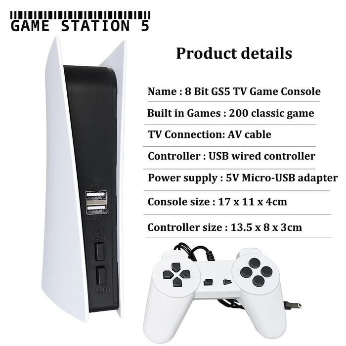 GS5 Spielkonsole 8 Bit USB Wired Handheld Player mit 200 Klassische Spiele Retro AV Ausgang für TV Spiele für Kinder Dropshipping