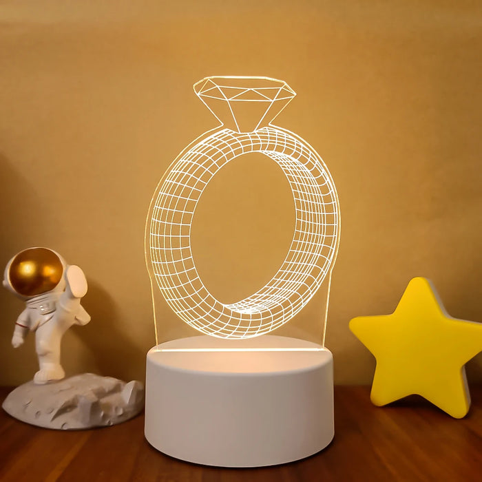 Lámpara de noche LED Sololander Creative 3D Illusions - Lámpara de mesa única para decoración del hogar con pantalla acrílica