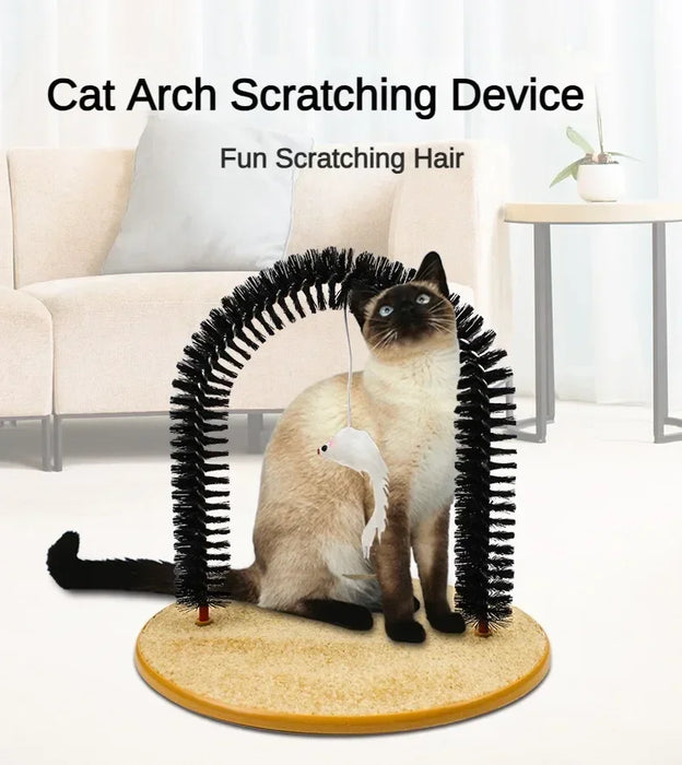 Jouet interactif pour chat arc autonettoyant - Brosse pour animaux avec partie de massage et friction amovible pour chat