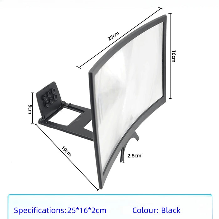 Amplificateur d'écran incurvé universel pour téléphone portable de 12 pouces - Support de bureau portable avec affichage ultra clair