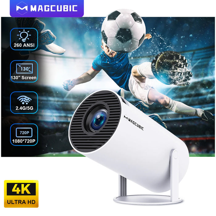 Magcubic HY300 Pro 4K Androidprojektor med Dubbel WiFi, 180° Flexibilitet och BT 5.0 för Utomhusbioupplevelse