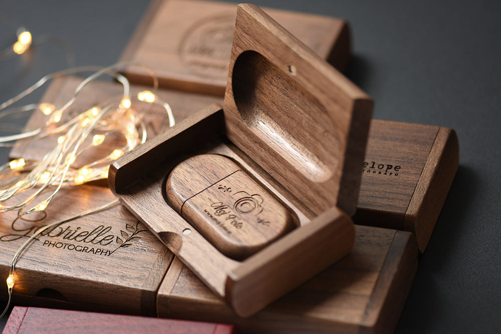 SHANDIAN Free LOGO Wooden + Box USB 2.0 Pen Drive 4GB 16GB 32GB 64GB Flash Drive Wedding Photography Gift U Disk