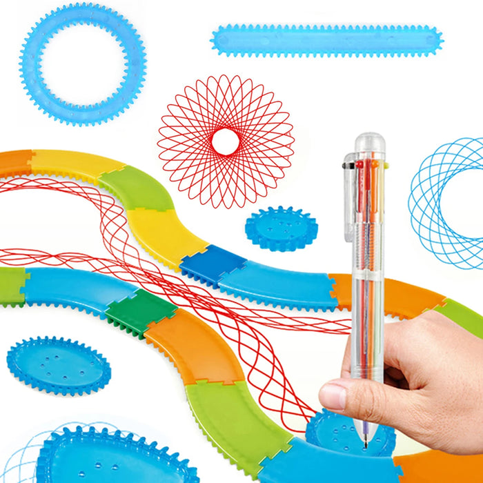 Ensemble de spirographe avec des formes amusantes – Ensemble de dessin classique pour enfants de 8 ans et plus avec pièces aléatoires