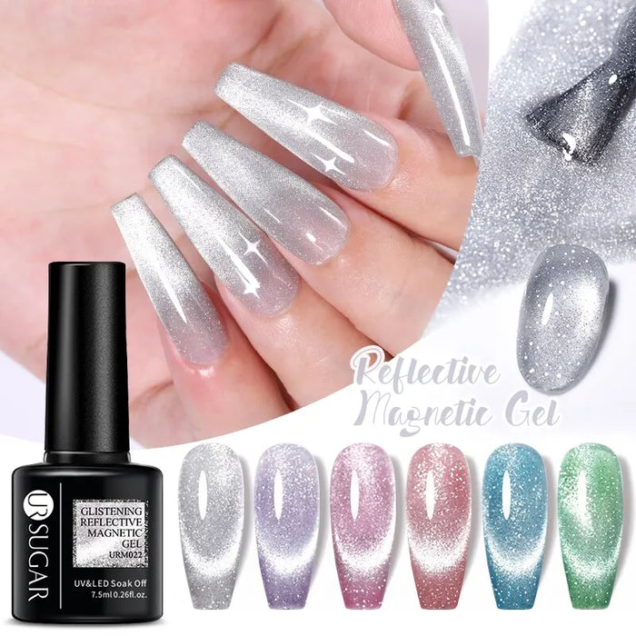 Azúcar UR-esmalte de uñas en Gel magnético reflectante, 7,5 ml, láser, plateado, rosa, Gel magnético, barniz para manicura de uñas LED UV