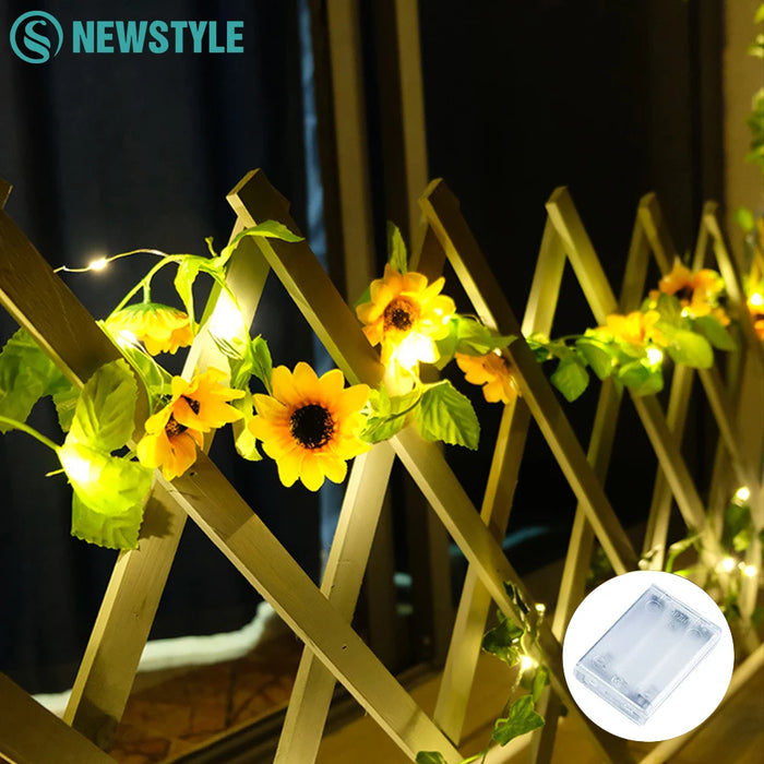 Guirlande lumineuse LED avec tournesols et roses - 2M et 5M pour la décoration de Noël et de mariage