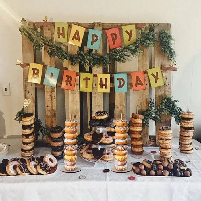 Decoración de Bodas de Madera - Expositor de Donuts para mesa de postres, perfecto para bodas, fiestas infantiles y baby showers