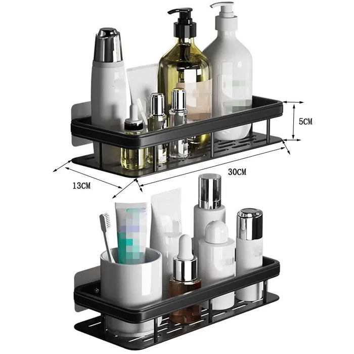 Étagère de salle de bain résistante aux chocs, support mural de rangement de shampoing pour support de cuisine, carré en aluminium, organisateur de bain, accessoires