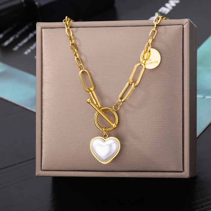 Layered Heart-Shaped Necklace in 316L Stainless Steel for Women and Girls - Gold Plated Choker Jewelry Gift for Birthdays