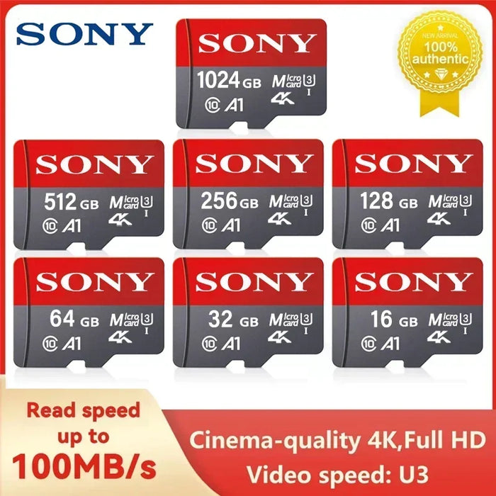 SONY Tarjeta Micro SD Mini Memoria Clase 10 32GB 64GB 128GB 256GB U3 4K Memoria Flash de Alta Velocidad TF Mecard C10