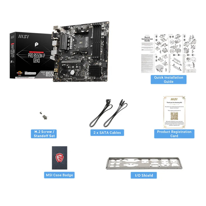 Placa base para juegos MSI PRO B550M-P GEN3 AMD AM4 DDR4 M.2 compatible con CPU Ryzen R3 R5 R7 serie 5000 y 3000, placa principal para ordenador de escritorio