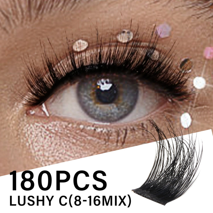 Individual Eyelashes Cluster C Curl Mix 3D Easy DIY Eyelash Extensions 0.1mm Super Thin Tape Reusable Natural Lashes