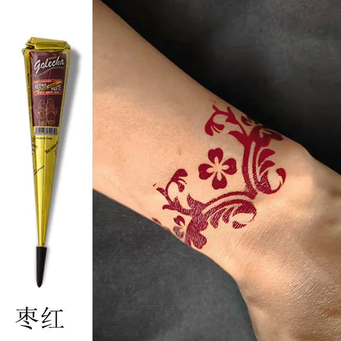 Neue Henna-Paste in Schwarz, Braun, Rot und Weiß – Indische Henna-Kegel für selbstgemachte temporäre Tattoos und Körperbemalung