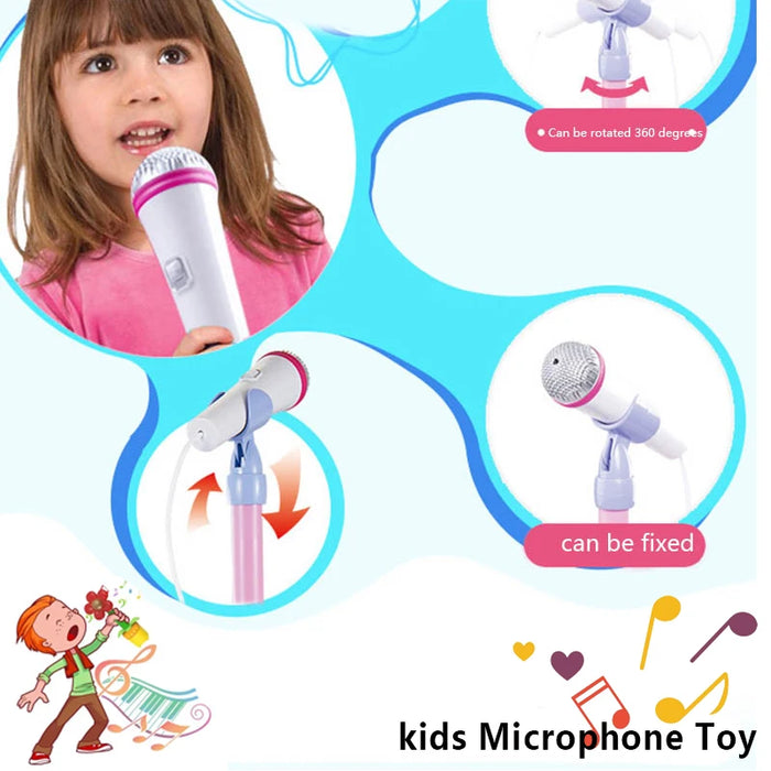 Micrófono para niños con soporte: máquina de música de karaoke e instrumento de aprendizaje para niñas y niños, juguetes de desarrollo y regalos de cumpleaños