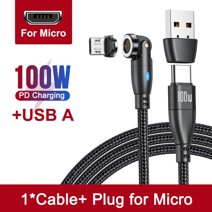 Cable magnético USB C de AUFU 5A para carga rápida de 100W para iPhone, Samsung, Huawei y computadora portátil