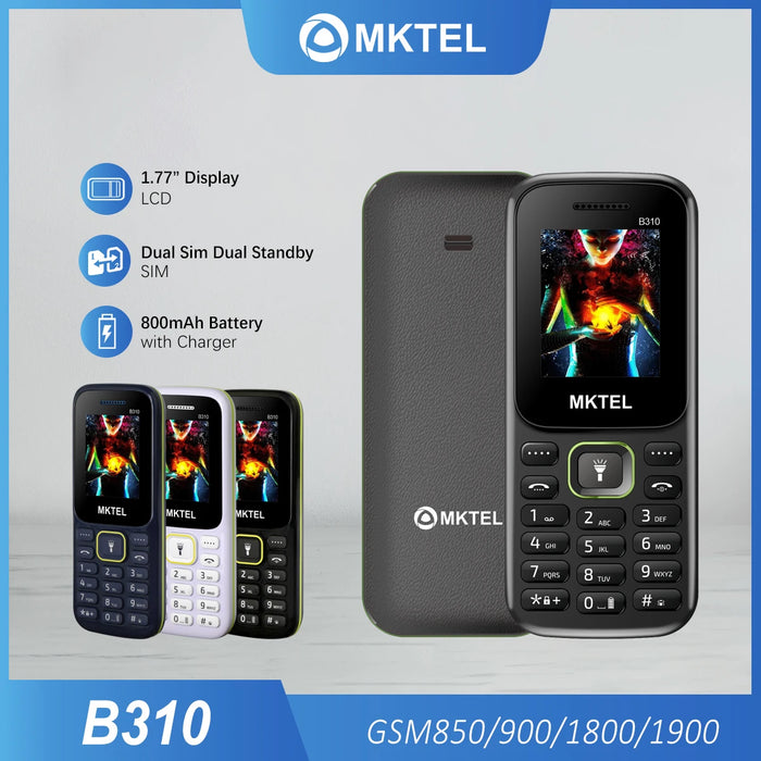 MKTEL B310 Barphone con Pantalla de 1.77", 2G, Dual SIM, Dual Standby, Lámpara Puguang, 800mAh, MP3/MP4/Radio FM/Bluetooth/GPRS