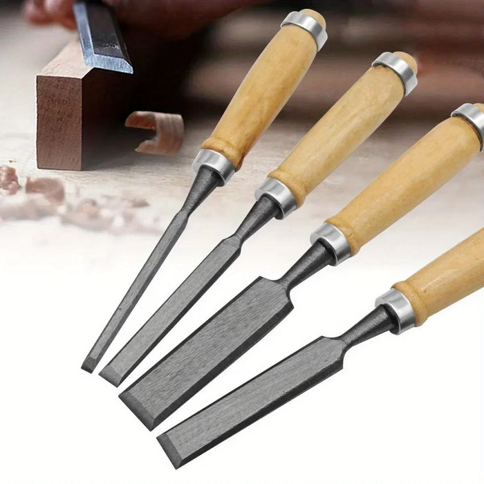 Ergonomisches 4-teiliges Holzset mit praktischem Meißel zum Holzschnitzen – 8, 12, 16 und 20 mm DIY-Werkzeugset