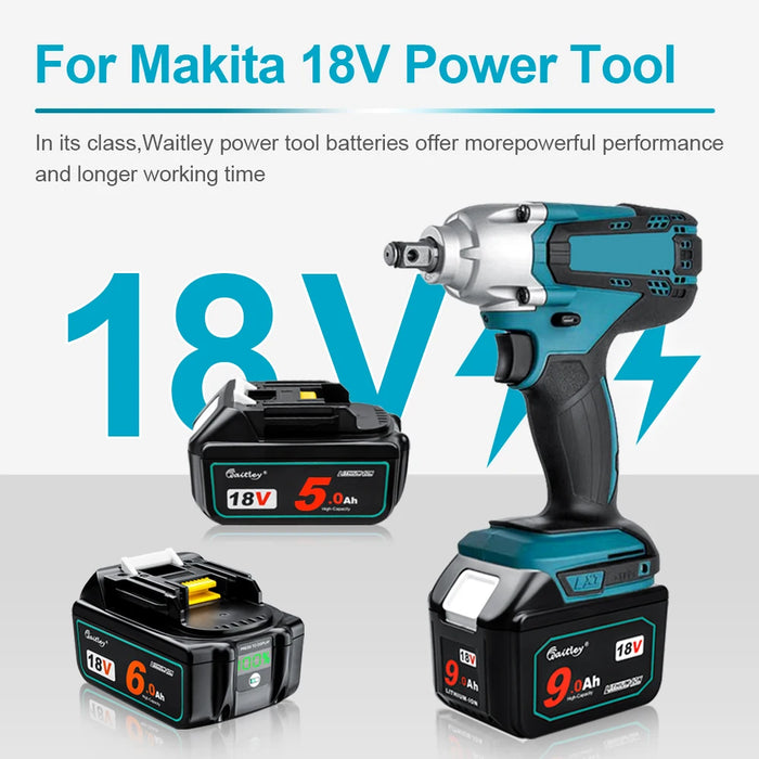 Waitley Batterie Li-Ion 18 V pour outils Makita 18 V – Pièces de rechange BL1860 BL1850 Batterie rechargeable