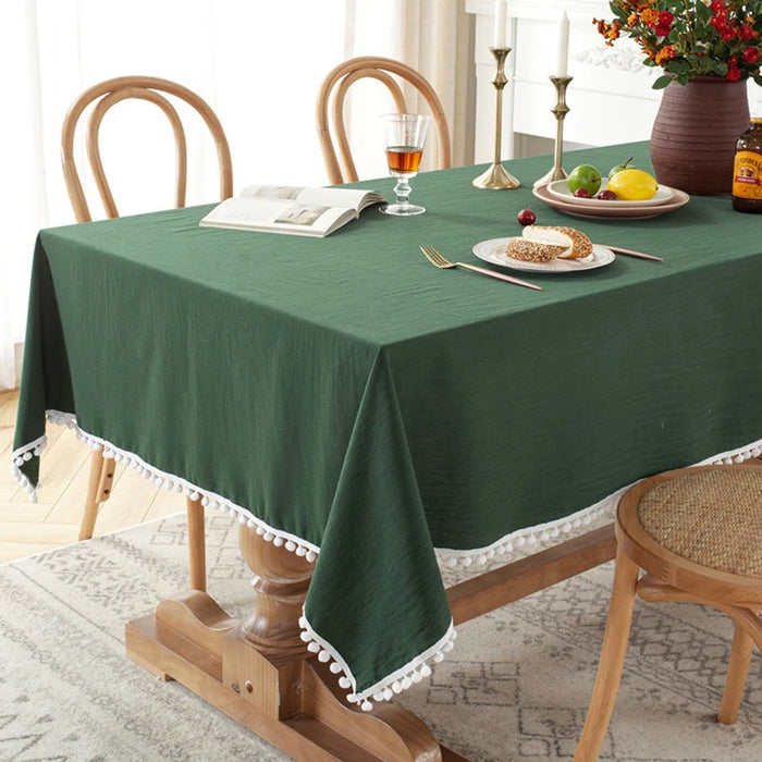 Nappe en tissu de coton avec franges - Nappe lavable pour décoration de mariage, de fête et de Noël