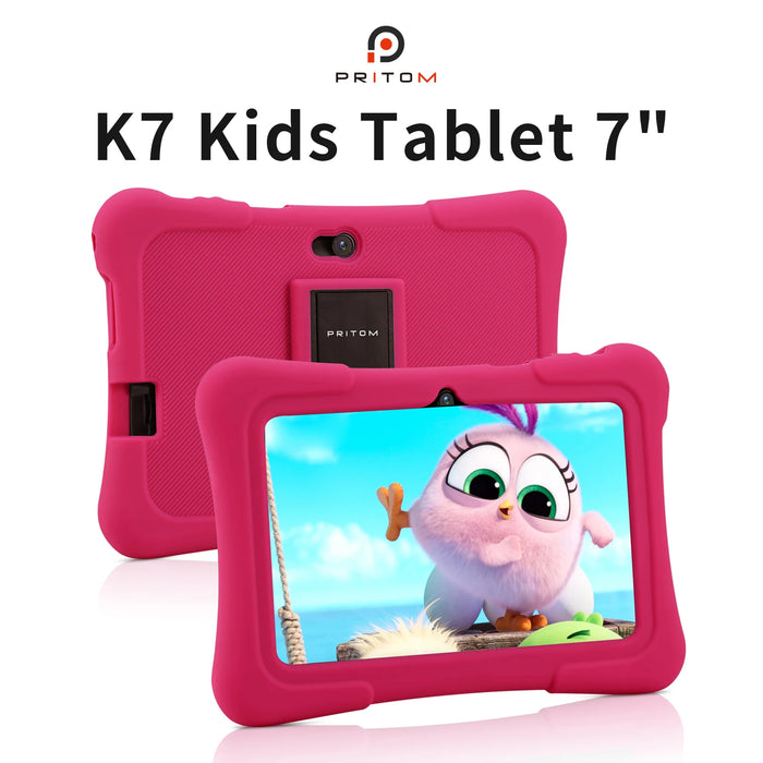 PRITOM Tablet Infantil de 7 Pulgadas con Quad Core, Android 10, 32GB, WiFi, Bluetooth y Software Educativo Preinstalado