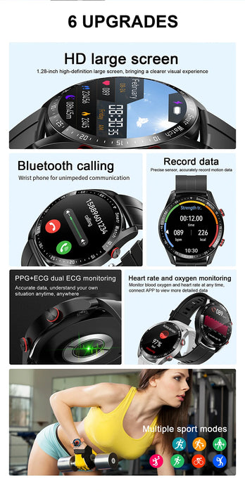 Nuevo reloj inteligente ECG+PPG 2023 con Bluetooth, llamadas y reproductor de música para hombres - Reloj inteligente de lujo resistente al agua para Android e iOS