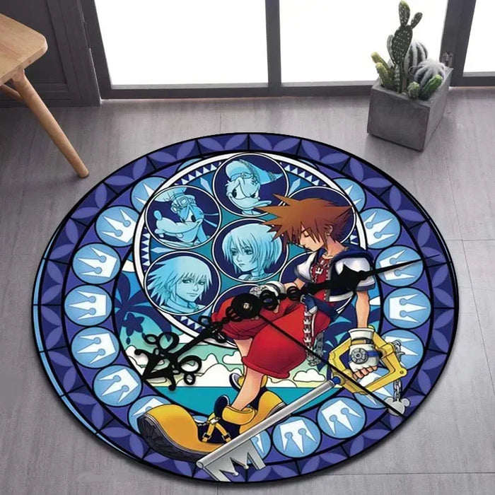 Tapis rond à motif de dessin animé Kingdom Hearts pour la maison, tapis de sol antidérapant pour salon, salle de bain et cuisine