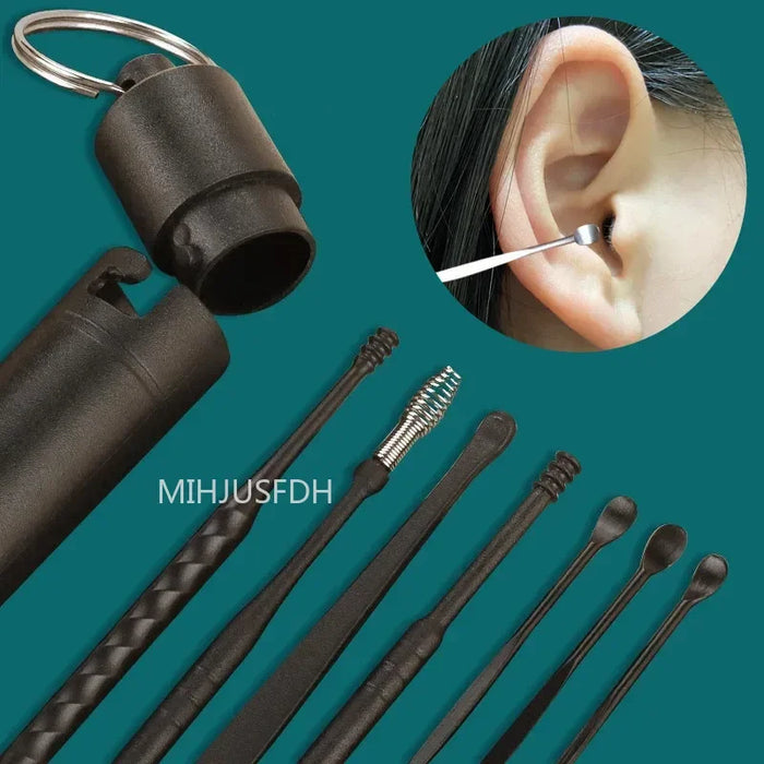 Coffret de soins des oreilles en 6/7 pièces - Instruments ergonomiques en spirale pour une élimination efficace du cérumen