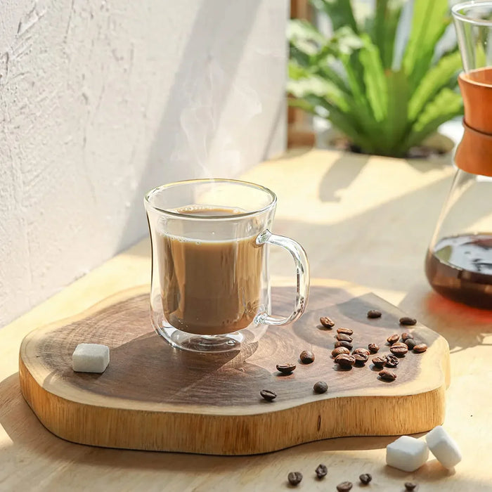 Ensemble de tasses en verre à double paroi résistantes à la chaleur pour la bière et le café – Tasses faites à la main pour le thé et le whisky, verre à boire transparent