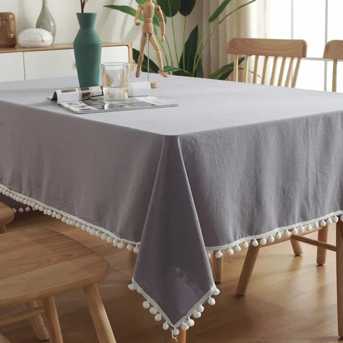 Nappe en tissu de coton avec franges - Nappe lavable pour décoration de mariage, de fête et de Noël