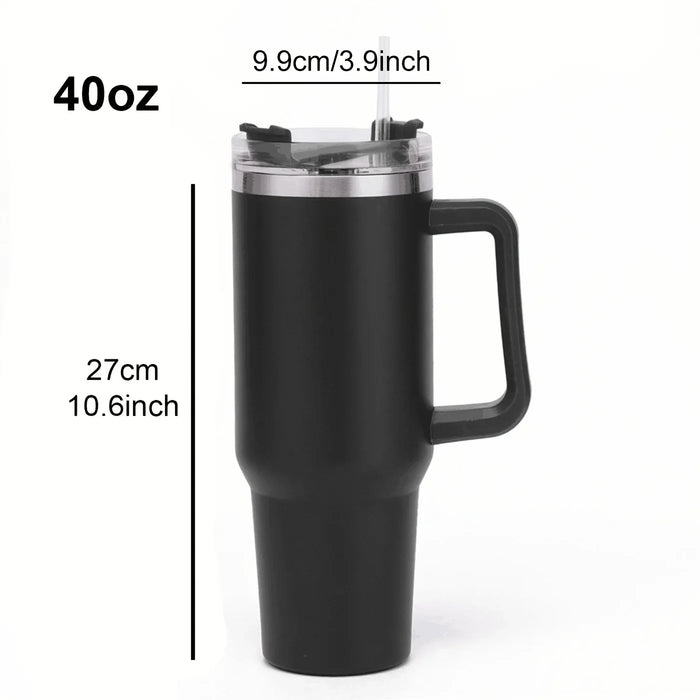 Bouteille Thermos Isotherme en Acier Inoxydable 304 - Bouteille de Sport et de Café avec Poignée et Paille