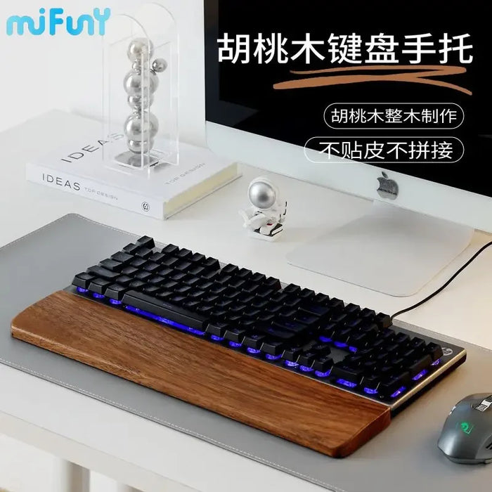 Reposamuñecas MiFuny de nogal con cojín para teclado 60% ergonómico - Reposamanos personalizado para 60/68/87/98/104 teclas