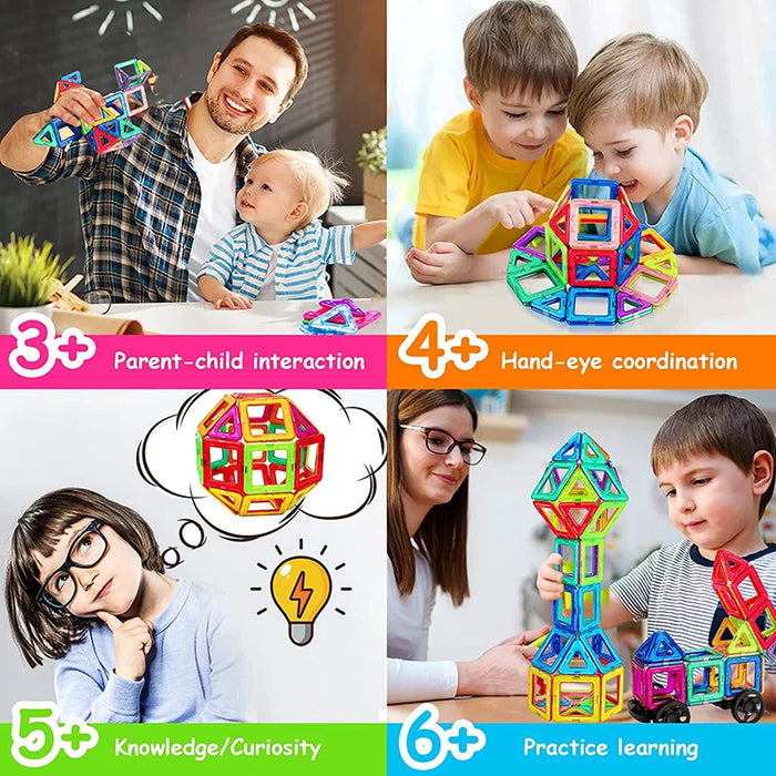 Bloques de construcción magnéticos en tamaños grandes y pequeños: juguetes magnéticos DIY para niños, juegos de construcción de diseño, regalos para niños