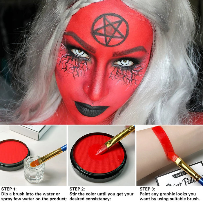 30 g Körperfarbe auf Wasserbasis – Schwarz und Weiß für Halloween und festliches Make-up