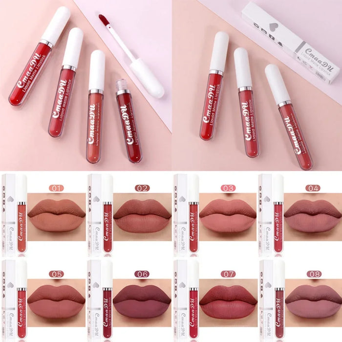 Sexy langanhaltender samtmatter Lipgloss, flüssiger Lippenstift, Make-up für Frauen, Schönheit, rot, nicht klebend, kupferfarben, wasserfester Lipgloss