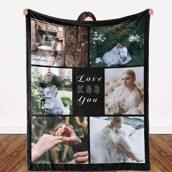 Personalisierte Decke mit Fotocollage und Text – „I Love You“ – perfektes Geschenk für Weihnachten, Valentinstag und Geburtstag