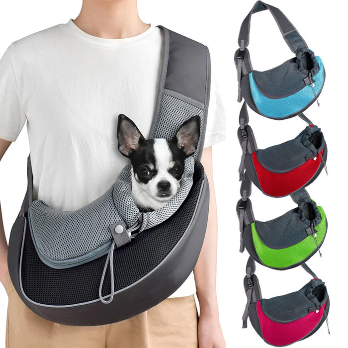 Mochila portátil para gatos y perros, bolsa de viaje con malla y correas para los hombros, práctica bolsa de transporte