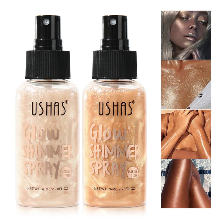 USHAS Surligneur liquide corporel 4 couleurs pour le visage – Maquillage réfléchissant le contour et la lumière avec une brillance longue durée et un effet hydratant