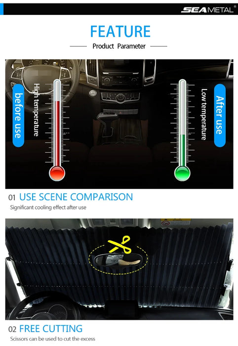 Klappbarer Auto-Sonnenschutz für Front- und Heckscheibe, UV-Schutz für Auto und SUV