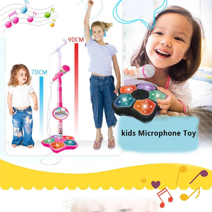 Micrófono para niños con soporte: máquina de música de karaoke e instrumento de aprendizaje para niñas y niños, juguetes de desarrollo y regalos de cumpleaños