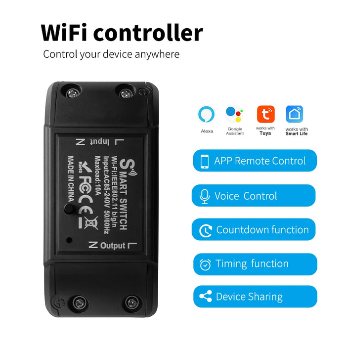 Tuya WiFi cambio de aplicación inteligente controlador inalámbrico interruptor Universal temporizador vida inteligente Compatible con interruptor de luz LED accesorios Alexa