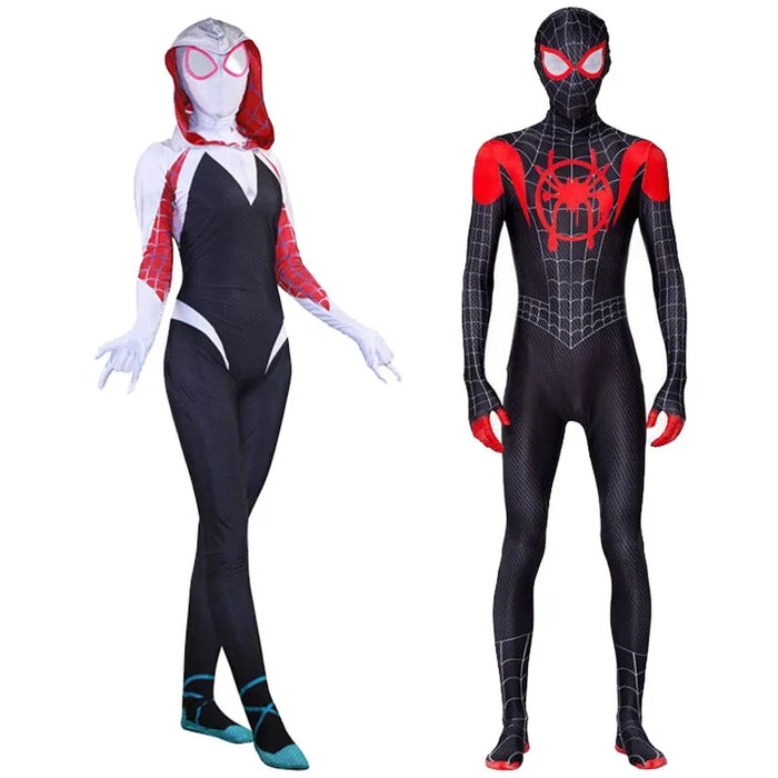 Spiderman-Kostüm für Erwachsene – Superhelden-Spider-Gwen, Miles Morales und Spider-Man, Halloween-Cosplay-Kostüm für Damen und Herren