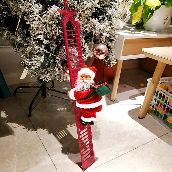 Escalera Eléctrica Muñeco Papá Noel, Adornos Navideños y Regalos para el Árbol de Navidad