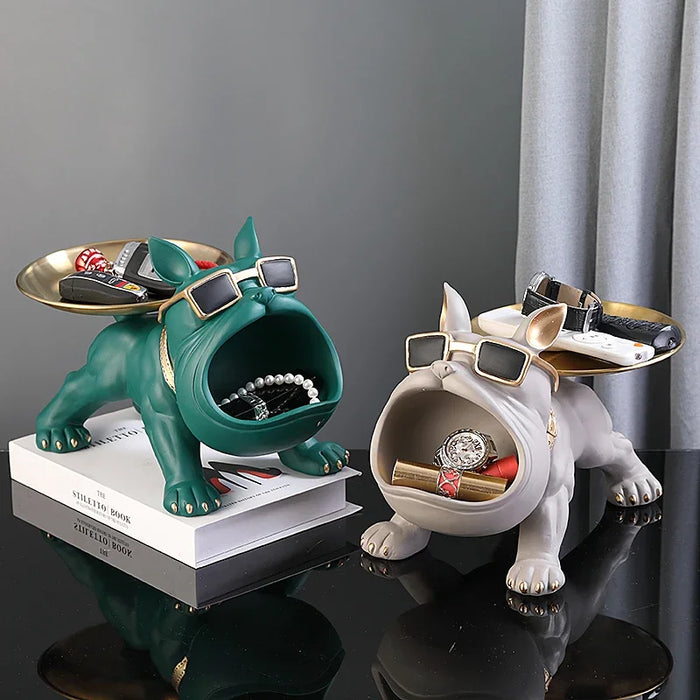 Elegante estante de almacenamiento y llaves Bulldog: decoración multifuncional con estilo