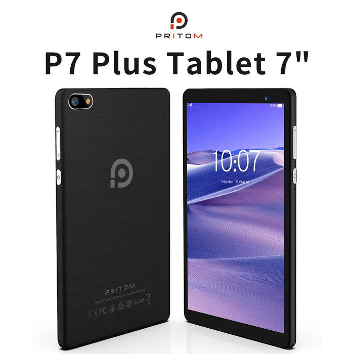 PRITOM 7-tums surfplatta PC 32 GB Android 11 med fyrkärnig processor HD IPS-skärm dubbelkamera WiFi med PU-skyddande fodral