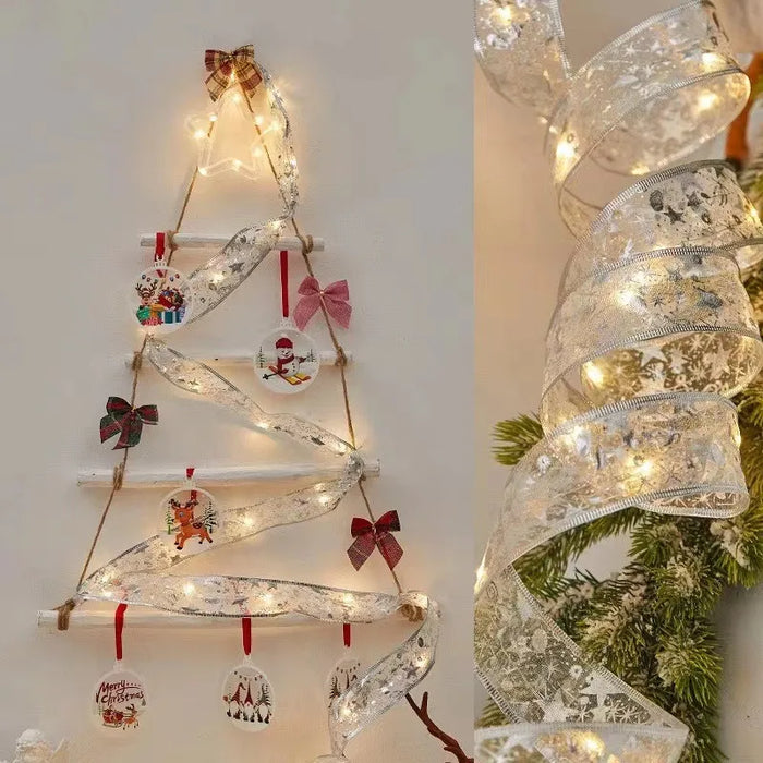 Guirlande lumineuse à ruban LED pour décoration de Noël – Guirlande lumineuse pour décorations d'arbre de Noël, maison 2024, guirlande lumineuse à nœuds DIY, Nouvel An 2025