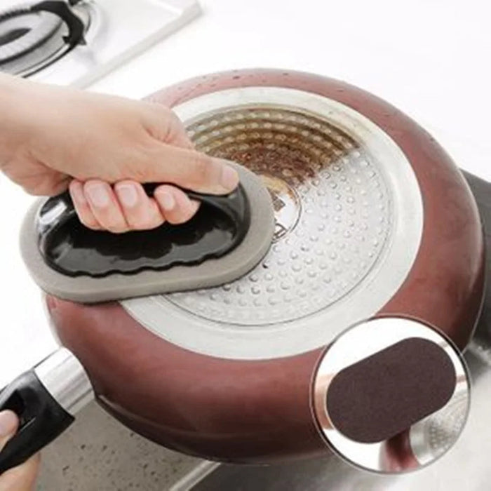 Éponge magique abrasive réutilisable – Brosse d'évier de cuisine avec poignée pour un nettoyage et un retrait faciles de la saleté – Nettoyage lavable et effaçable