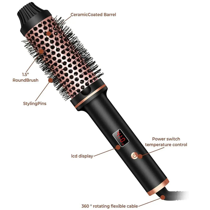 Multifunktionaler Haarstyler – Lockenstab, Glätteisen und Wärmebürste mit Ionen-Technologie und feuerfester Funktion